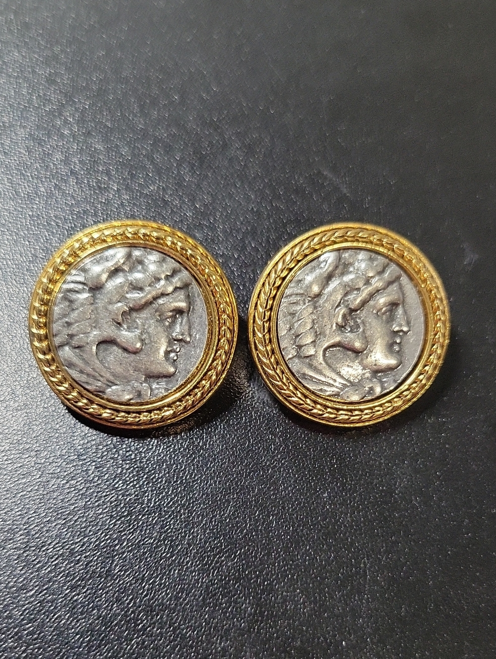 Gold and Silver Toned Coin-Style Round Women’s Earrings